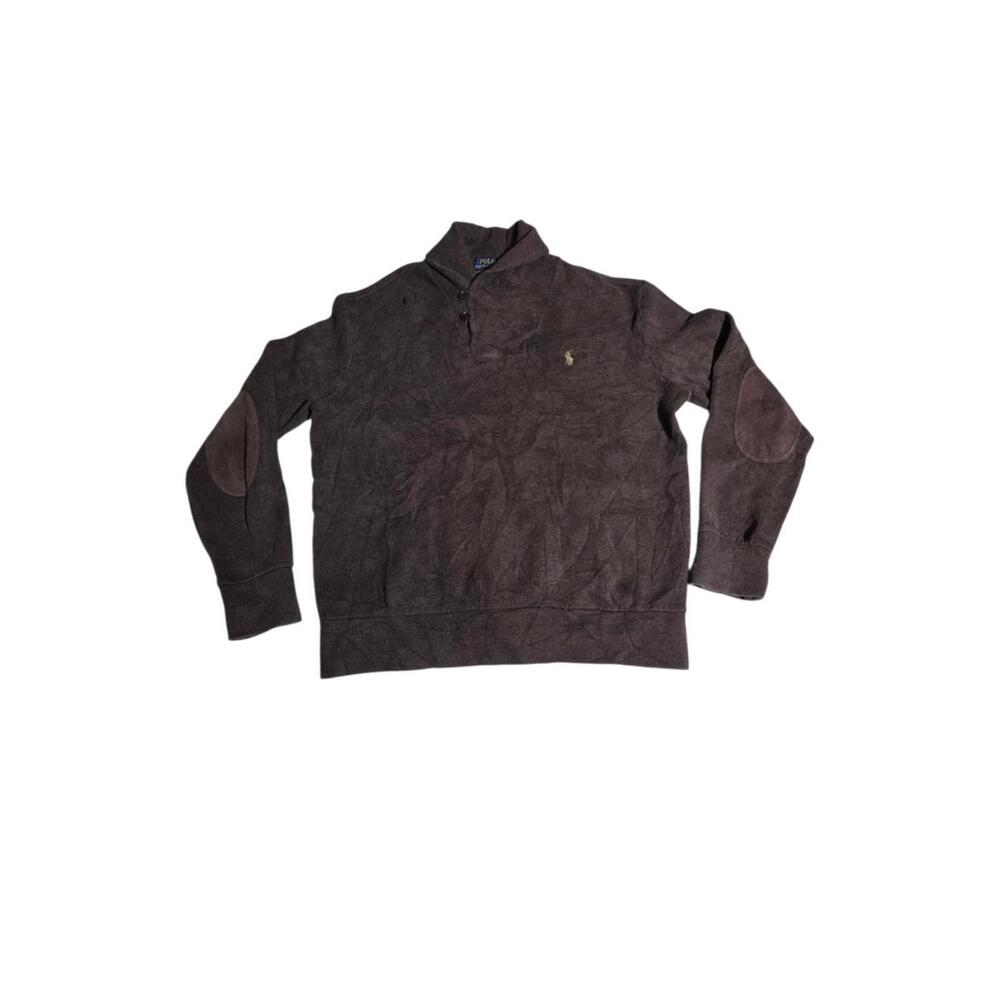 VTG Polo Ralph Lauren Brown Shawl Collar Knit Pullover Sweater Men's Size M A7